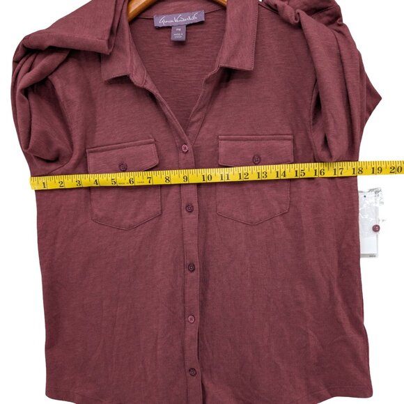 Gloria Vanderbilt Ashten Blouse Womens Burgundy Elixir Long Sleeve Button Sz PM - Picture 8 of 10
